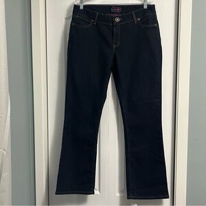 WRANGLER Premium patch boot cut low rise jeans size 15/16 x 32 NWOT dark wash